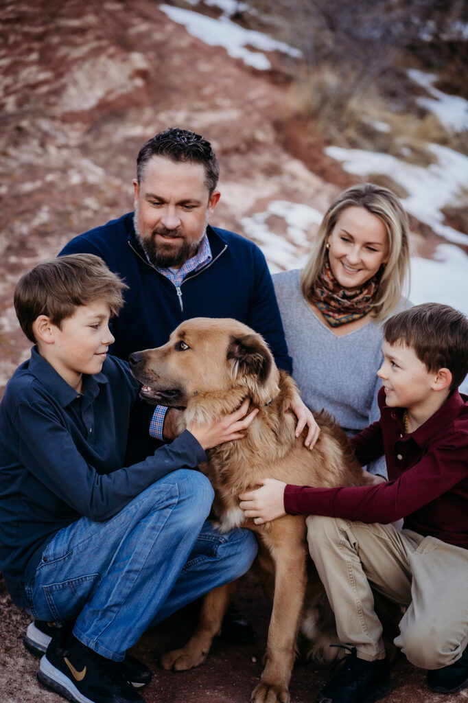 Rocky Mountain family photos with a dog with captured by denver family photographers