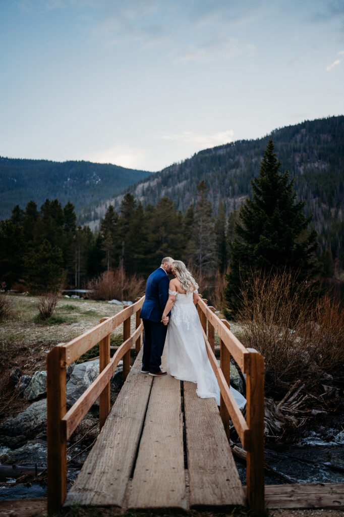 Colorado elopement photographer captures couple kissing after intimate Denver elopement