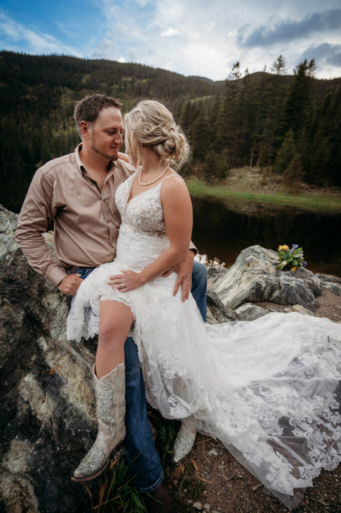 Denver wedding photographer captures bride sitting on groom's lap