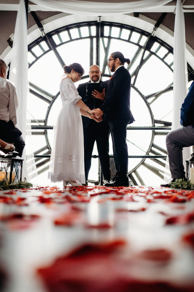 Colorado elopement photographer captures couple during vow ceremony 