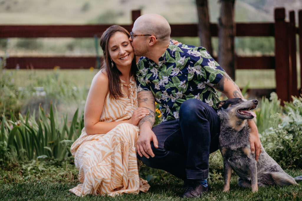 Denver wedding photographer captures man kissing woman's cheek