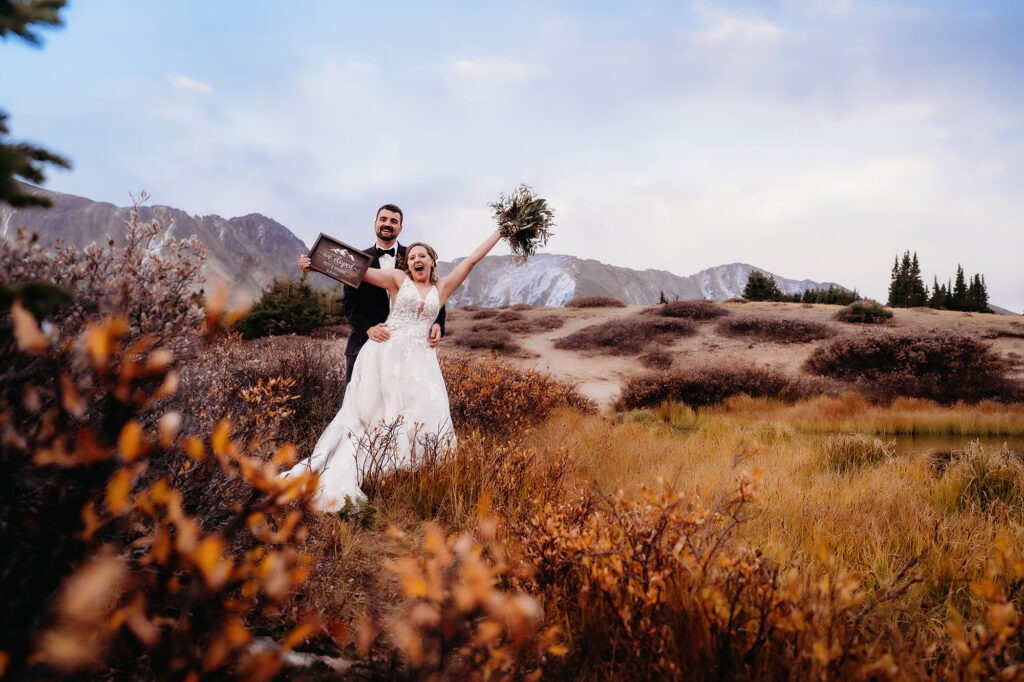 Colorado elopement photographer captures couple celebrating recent elopement