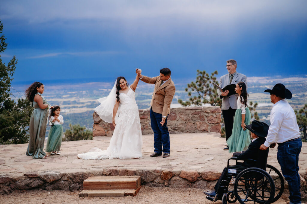 Colorado elopement photographer captures couple celebrating recent elopement