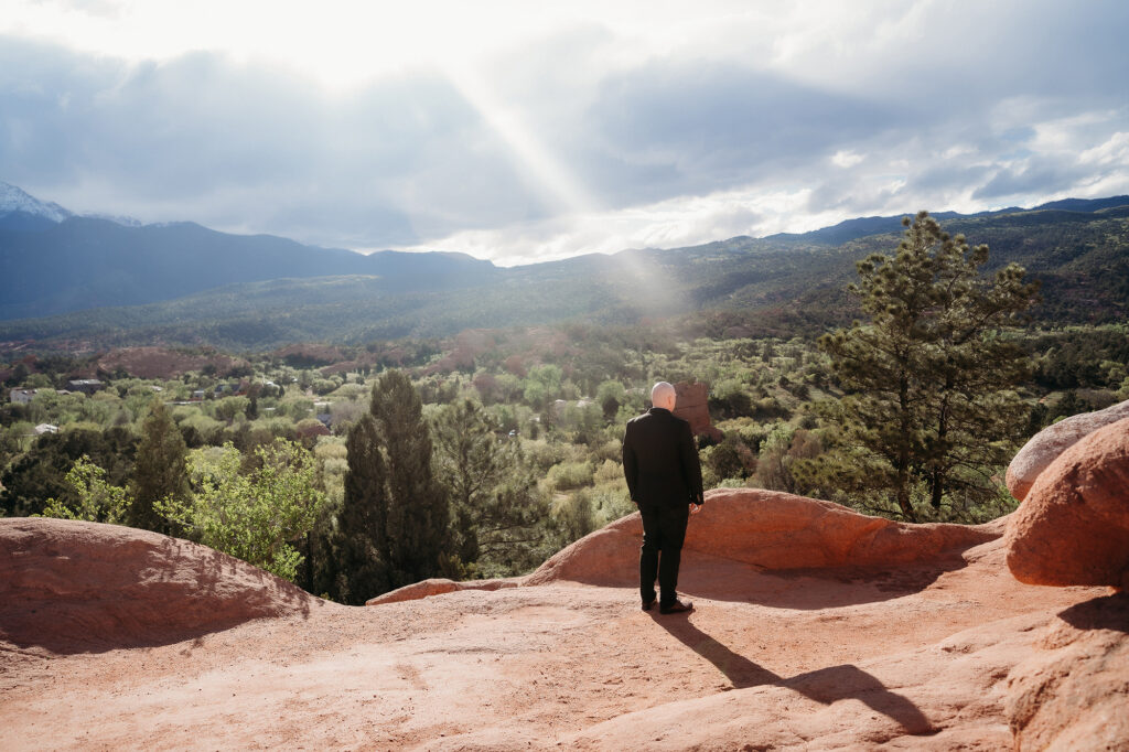 Denver Wedding Photographer captures groom with back to groom before first look