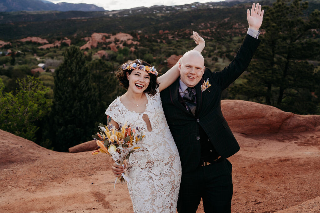 Denver Wedding Photographer captures bride and groom celebrating elopement