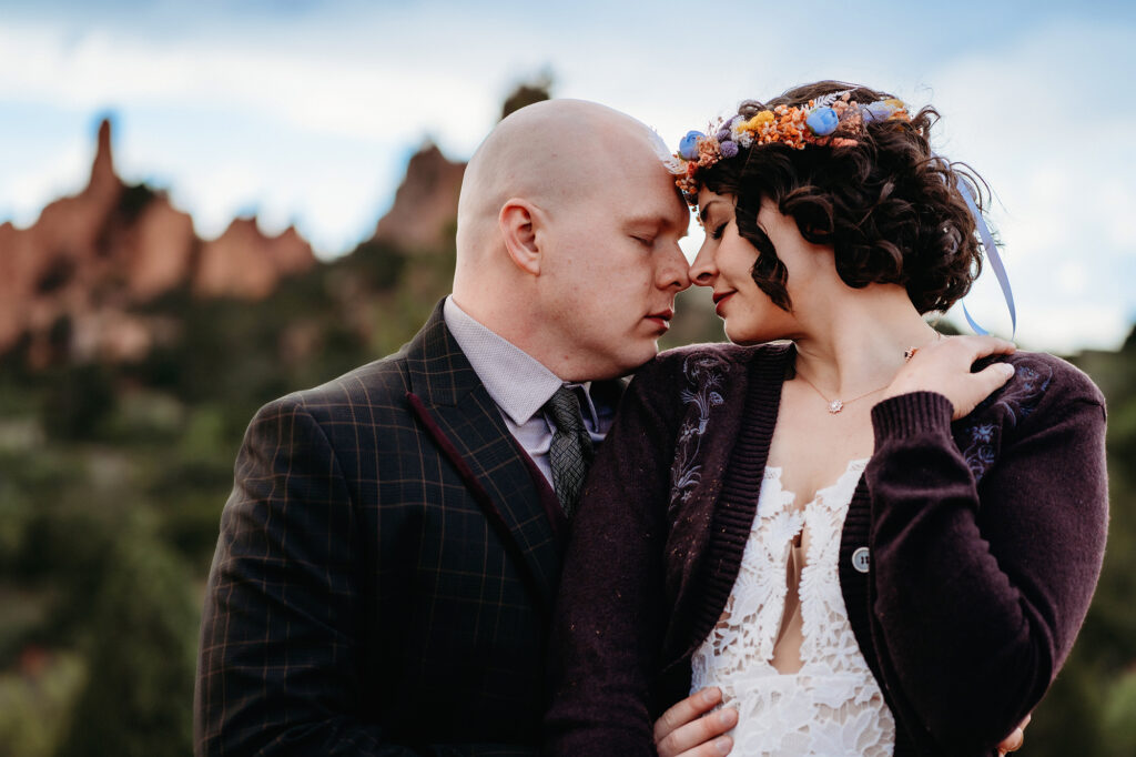 Denver Wedding Photographer captures bride and groom touching noses